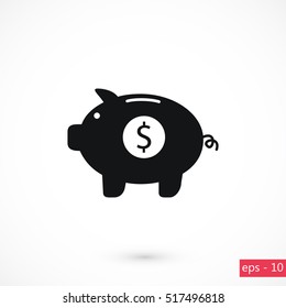 Piggy bank vector icon, flat design best vector icon