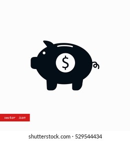 Piggy bank vector icon, flat design best vector icon