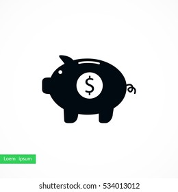 Piggy bank vector icon, flat design best vector icon