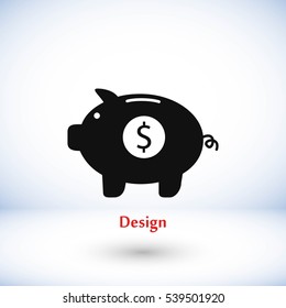 Piggy bank vector icon, flat design best vector icon