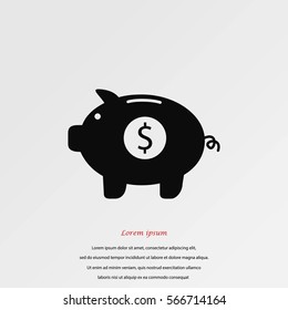 Piggy bank vector icon, flat design best vector 