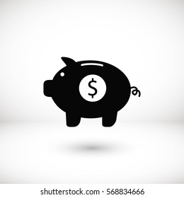 Piggy bank vector icon, flat design best vector icon