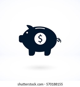 Piggy bank vector icon, flat design best vector icon