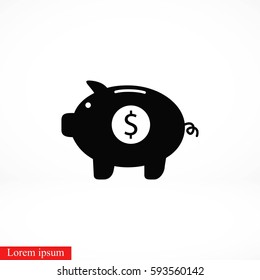 Piggy bank vector icon, flat design best vector icon