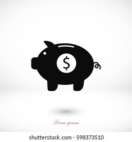 Piggy bank vector icon, flat design best vector icon