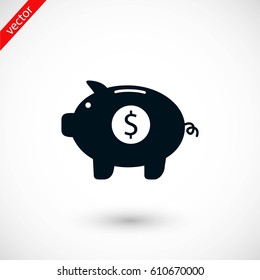 Piggy bank vector icon, flat design best vector icon