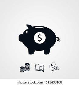 Piggy bank vector icon, flat design best vector icon