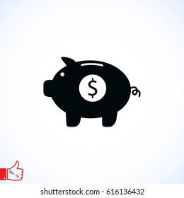 Piggy bank vector icon, flat design best vector icon