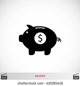 Piggy bank vector icon, flat design best vector icon