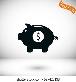 Piggy bank vector icon, flat design best vector icon