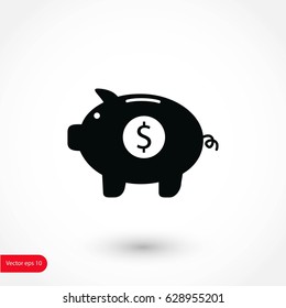 Piggy bank vector icon, flat design best vector icon