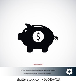Piggy bank vector icon, flat design best vector icon