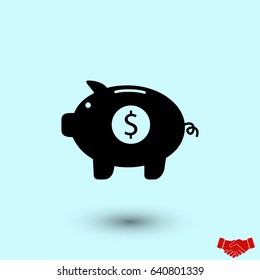 Piggy bank vector icon, flat design best vector icon