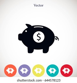 Piggy bank vector icon, flat design best vector icon