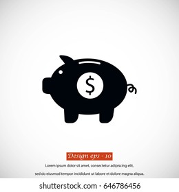 Piggy bank vector icon, flat design best vector icon