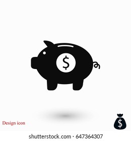 Piggy bank vector icon, flat design best vector icon