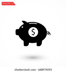 Piggy bank vector icon, flat design best vector icon