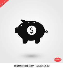 Piggy bank vector icon, flat design best vector icon