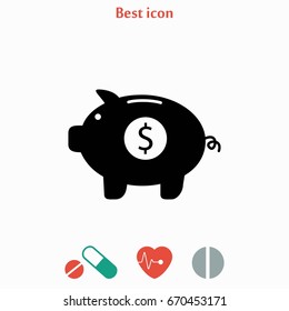 Piggy bank vector icon, flat design best vector icon