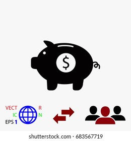 Piggy bank vector icon, flat design best vector icon