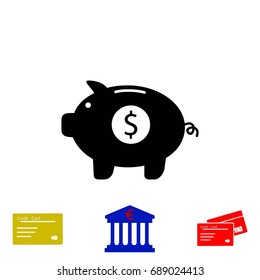 Piggy bank vector icon, flat design best vector icon