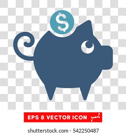 Piggy Bank vector icon. Image style is a flat cyan and blue iconic symbol.