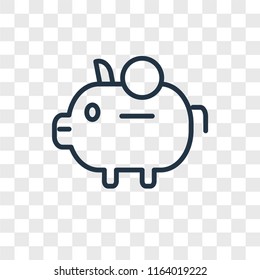 Piggy bank vector icon isolated on transparent background, Piggy bank logo concept