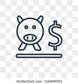 Piggy bank vector icon isolated on transparent background, Piggy bank logo concept