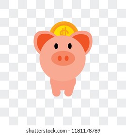 Piggy bank vector icon isolated on transparent background, Piggy bank logo concept