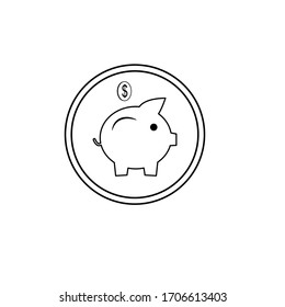 Piggy bank vector icon, isolated on white background