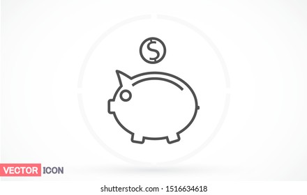piggy bank vector icon. lorem ipsum Flat Design JPG