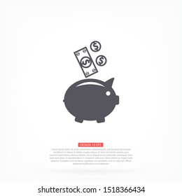piggy bank vector icon. lorem ipsum Flat Design JPG