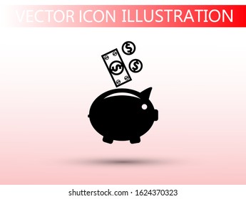 piggy bank vector icon. lorem ipsum Flat Design JPG