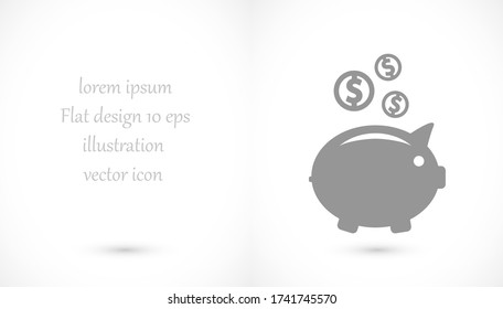 piggy bank vector icon. lorem ipsum Flat Design JPG