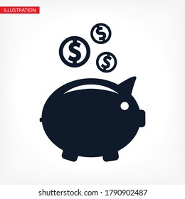 piggy bank vector icon. lorem ipsum Flat Design JPG