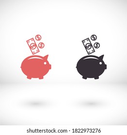piggy bank vector icon. lorem ipsum Flat Design JPG