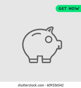 Piggy Bank Vector Icon, The outlined symbol of bank in form of pig. Simple, modern flat vector illustration for mobile app, website or desktop app   