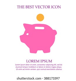 Piggy bank vector icon. Saving money simple isolated sign symbol.