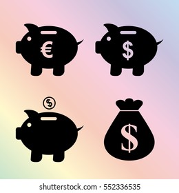 Piggy bank - vector icon; set