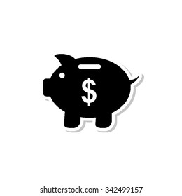 Piggy bank - vector icon with shadow