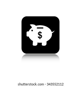 Piggy bank - vector icon  with shadow