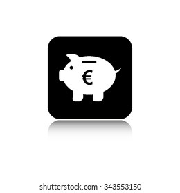Piggy bank - vector icon  with shadow