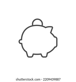 piggy bank vector icon with white background. Piggy bank and dollar coin thin line icon