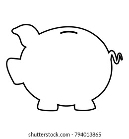 Piggy bank - vector icon without  fill