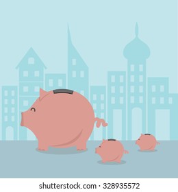 Piggy bank , vector illustration.