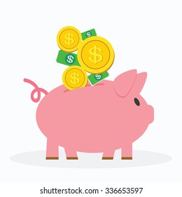 Piggy bank. Vector illustration.
