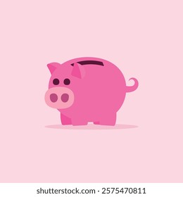 Piggy Bank vector illustration, cute piggy bank