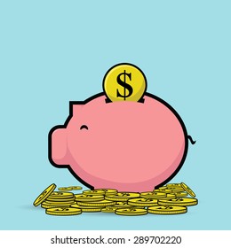 Piggy bank. Vector illustration. dollar