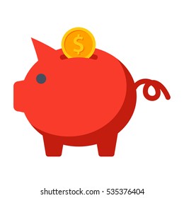 Piggy Bank vector illustration in flat style, savings, investment