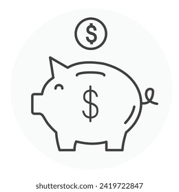 Piggy Bank Vector Illustration Icon Design